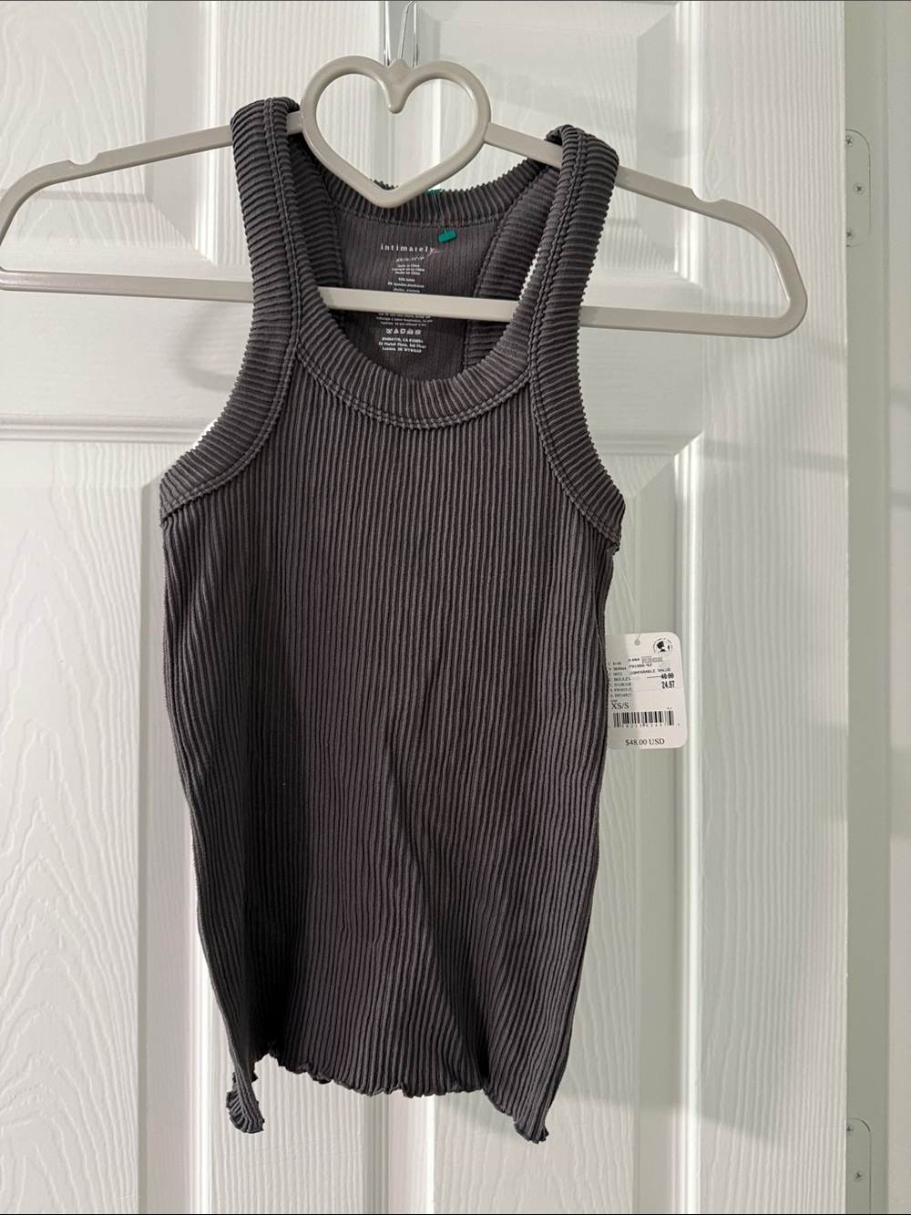 Intimately Free Ribbed Tank Top - Charcoal Gray
